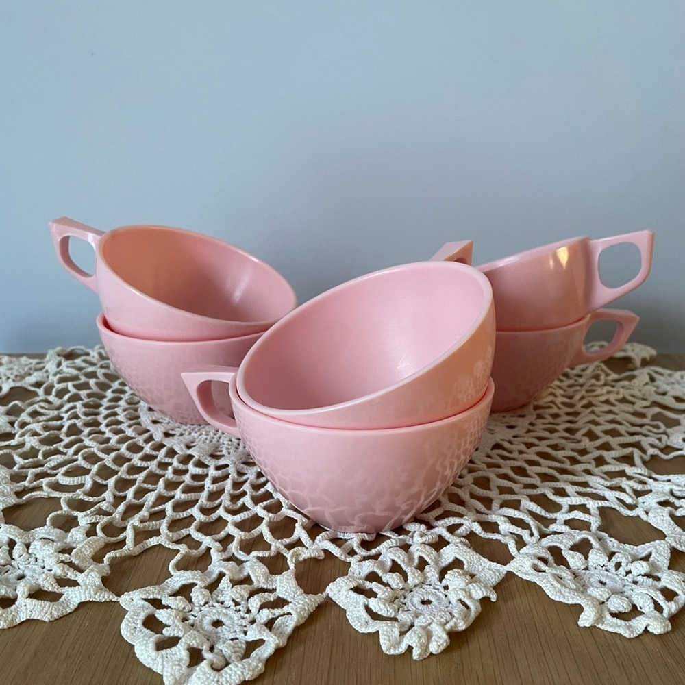 Vintage MCM Melmac Melamine Coffee Tea Cups Set of 6